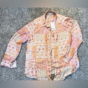 Rose & Olive Multicolor Patchwork Button Down Shirt